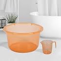 Heart Home Set of 2 Bathroom Combo Set | Bathroom Set | Tub-25 L &amp; Mug-1100 ml Bathing Set for Bathroom | Modern Bathroom Accessories Set | Transparent Orange