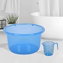 Heart Home Set of 2 Bathroom Combo Set | Bathroom Set | Tub-25 L &amp; Mug-1100 ml Bathing Set for Bathroom | Modern Bathroom Accessories Set | Transparent Blue