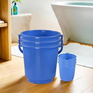 heart home plastic bucket for bathroom  strong bucket for bathing  water storage bucket  18 ltr  pack of 2  multi