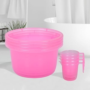 heart home set of 8 bathroom combo set  bathroom set  4 piece tub-25 l amp 4 piece mug-1100 ml bathing set for bathroom  modern bathroom accessories set  transparent pink