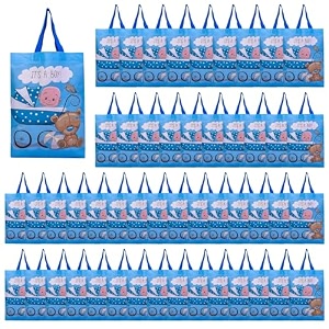 heart home shopping bag  non-woven gift bag  baby shower bag  reusable grocery bag  christmas gift bags  tote bags with handle  boy-print hand bag  pack of 50  sky blue