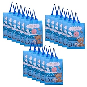 heart home cotton shopping bag  reusable grocery bag  boy-print handbag  pack of 18  sky blue