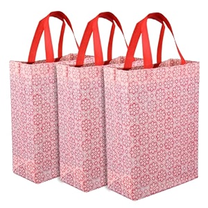 heart home unisex shopping handbag  reusable grocery shopping-bags  star-print carry-bag  pack of 3 - pink