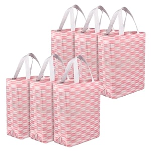heart home shopping handbag zig-zag carry bag  pack of 6  pink