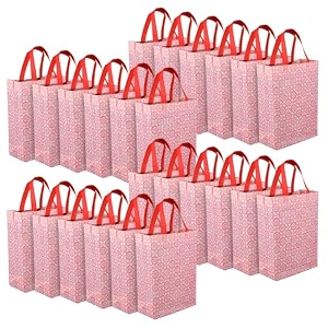 heart home shopping handbag star-print carry bag  pack of 24  pink