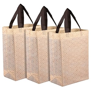 heart home shopping handbag eye-print carry bag  pack of 3  cream