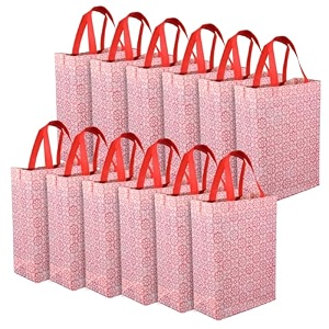 heart home shopping handbag star-print carry bag  pack of 12  pink