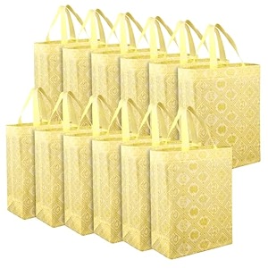 heart home shopping handbag check-kalash carry bag  pack of 12  yellow