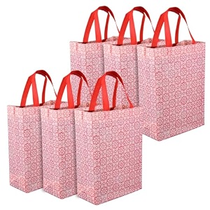 heart home shopping handbag star-print carry bag  pack of 6  pink