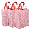 Heart Home Unisex Shopping Handbag | Reusable Grocery Shopping-Bags | Star-Print Carry-Bag | Pack of 3 - Pink