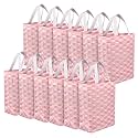 Heart Home Shopping Handbag Zig-Zag Carry Bag | Pack of 12 | Pink