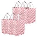 Heart Home Shopping Handbag Zig-Zag Carry Bag | Pack of 6 | Pink