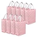 Heart Home Shopping Handbag Zig-Zag Carry Bag | Pack of 9 | Pink