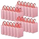 Heart Home Shopping Handbag Star-Print Carry Bag | Pack of 24 | Pink