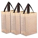 Heart Home Shopping Handbag Eye-Print Carry Bag | Pack of 3 | Cream