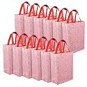 Heart Home Shopping Handbag Star-Print Carry Bag | Pack of 12 | Pink