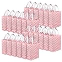 Heart Home Shopping Handbag Zig-Zag Carry Bag | Pack of 24 | Pink
