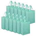 Heart Home Shopping Handbag Eye-Print Carry Bag | Pack of 12 | Green