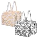 Heart Home Shopping Storage Handbag | Waterproof Grocery Tote | Vegetable Handle Bag | Reusable Chain Tote | Flower Quilted | Pack of 4 | Multi