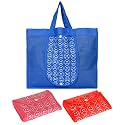 Heart Home Smiley Printed Eco Friendly Foldable Reusable Non-Woven Shopping Grocery Bag with One Small Pocket- Pack of 3 (Blue &amp; Red &amp; Pink) -45LUGHH0202