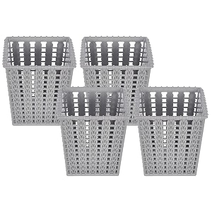 heart home square shape m 5 multipurpose plastic holderorganizer for kitchen bathroom office living room - pack of 4 grey-46hh0450