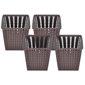 heart home square shape m 5 multipurpose plastic holderorganizer for kitchen bathroom office living room - pack of 4 brown-46hh0442