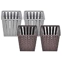 Heart Home Square Shape M 5 Multipurpose Plastic Holder/Organizer for Kitchen, Bathroom, Office, Living Room - Pack of 4 (Brown &amp; Grey)-46HH0454