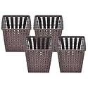 Heart Home Square Shape M 5 Multipurpose Plastic Holder/Organizer for Kitchen, Bathroom, Office, Living Room - Pack of 4 (Brown)-46HH0442