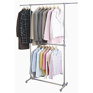 heart home stainless steel adjustable clad clothes rackcloth hanger stand silver - cthh010231