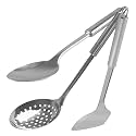 Heart Home Stainless Steel Kitchen Utensil, Cookware Set, Kitchen Tool- Set of 3 (Skimmer &amp; Spatula &amp; Slotted Turner) (Silver)