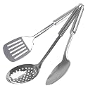 Heart Home Stainless Steel Kitchen Utensil, Cookware Set, Kitchen Tool- Set of 3 (Skimmer & Solid Turner & Slotted Turner) (Silver)