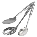 Heart Home Stainless Steel Kitchen Utensil, Cookware Set, Kitchen Tool- Set of 3 (Skimmer &amp; Slotted Turner &amp; Ladle) (Silver)