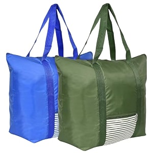 heart home jute reusable zipper grocery shopping bag with handle  plain daily utility bag  pack of 2multi
