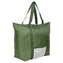 Heart Home Jute Reusable Zipper Grocery Shopping Bag with Handle | Plain Daily Utility Bag | Green