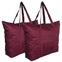 Heart Home Jute Reusable Zipper Grocery Shopping Bag with Handle | Plain Daily Utility Bag | |Pack of 2|Maroon