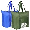 Heart Home Jute Reusable Zipper Grocery Shopping Bag with Handle | Plain Daily Utility Bag | |Pack of 2|Multi