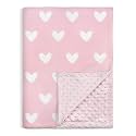 Heart Minky Baby Blanket 30 x 40 Inches for Girls, Soft Plush Receiving Blanket with Dotted Back, Gift for Toddler Newborn Infant Christmas Birthday Baby Shower