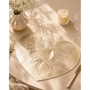 heart shape pvc placemat for center table beige champagne gold
