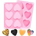Heart Shaped Silicone Mold, KKDINDAN Set of 2 Nonstick Soap Mold, For Baking, Chocolate, Cake, Cupcake, Brownies, Jelly, Soap, Candy