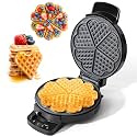Heart Shaped Waffle Maker 5 Slices with 8'' Non-stick Plates, Gift, 1000W
