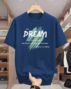 Heartees Graphic Print Men Round Neck Navy