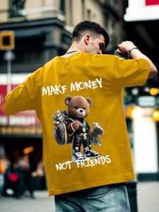 Heartees Printed Men Round Neck Yellow T-Shirt