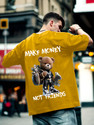 Heartees Printed Men Round Neck Yellow T-Shirt