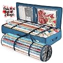 Hearth & Harbor Wrapping Paper Storage Container and Clear Wrap Paper Holder - Christmas Storage Bag with Interior Pockets - Fits Up to 36 Rolls of 40" - Tear Proof, Blue