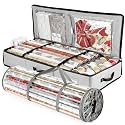 Hearth & Harbor Wrapping Paper Storage Container and Clear Wrap Paper Holder - Christmas Storage Bag with Interior Pockets - Fits Up to 36 Rolls of 40" - Tear Proof, Silver