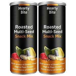 hearty bite delicious roasted multi seed trail mix - pumpkin seeds sunflower seeds watermelon seeds flax seeds with cranberries and afghan green raisin  omega healthy vegan snacks - 300 grams - pack of 2 - 150 grams each