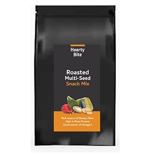 hearty bite delicious roasted multi seed trail mix - pumpkin seeds sunflower seeds watermelon seeds flax seeds with cranberries and afghan green raisin  omega healthy vegan snacks 400g pouch