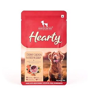 hearty by huft - shredded chicken amp pumpkin in gravy dog wet food - 70 gm pack of 8 real chicken and veggies  no artificial preservatives  wet dog food suitable for all breeds