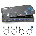 Hearvo USB 3.0 Switch for 2 Computers, 7-Port USB Sharing Switch 5Gbps