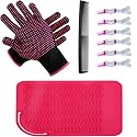 Heat Gloves for Hair Styling,Heat Resistant Gloves for Hair Styling Curling Iron Glove Heat Resistant Mat Curling Wand